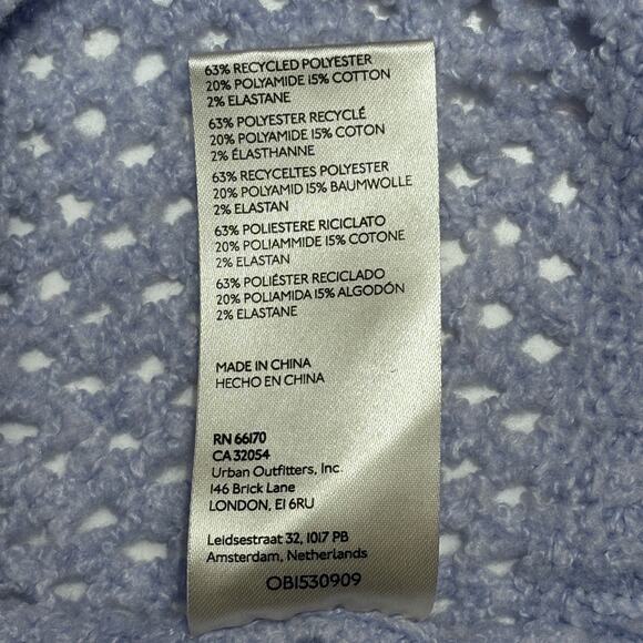 Free People SNOWDRIFT Open Knit Henley Pullover Sweater in Peri Ice M NWOT $138 - Picture 12 of 12